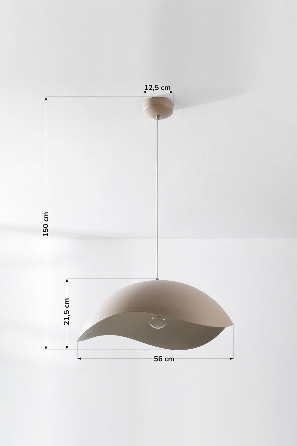 Wave Pendant Light – Organic Metal Shade, Sand Taupe, Adjustable Cord — photo 9