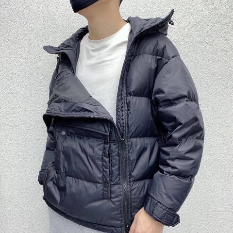 Men's Puffer Jacket with Hood – Shiny Quilted Winter Coat with Double Zipper, Black, M-5XL – Hommes Winter Warmer — photo 7