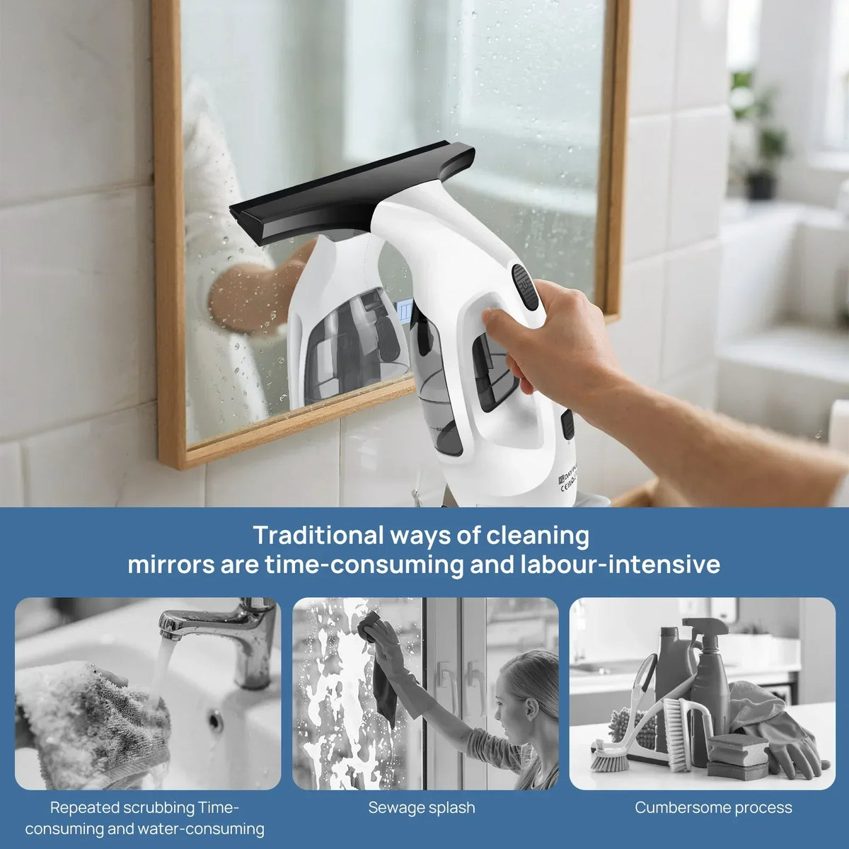 Handheld Electric Window Cleaner and Vacuum Mop - Portable 2-in-1 Glass Squeegee with Water Spray and Suction for Household and Outdoor Use - Unisex — photo 6