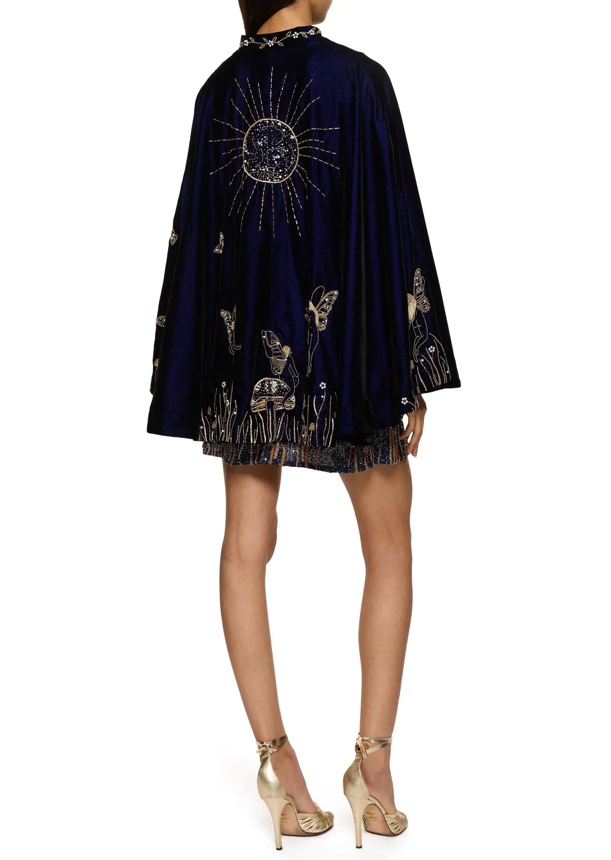 Midnight Blue Beaded Mini Dress with Gold Night-Sky Details — photo 10