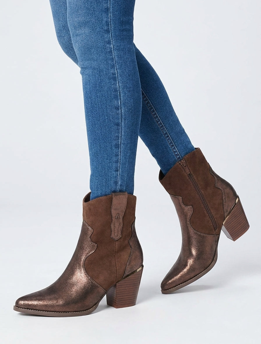 Nordspur | Western Ankle Boots with Pearlescent Panels — photo 5