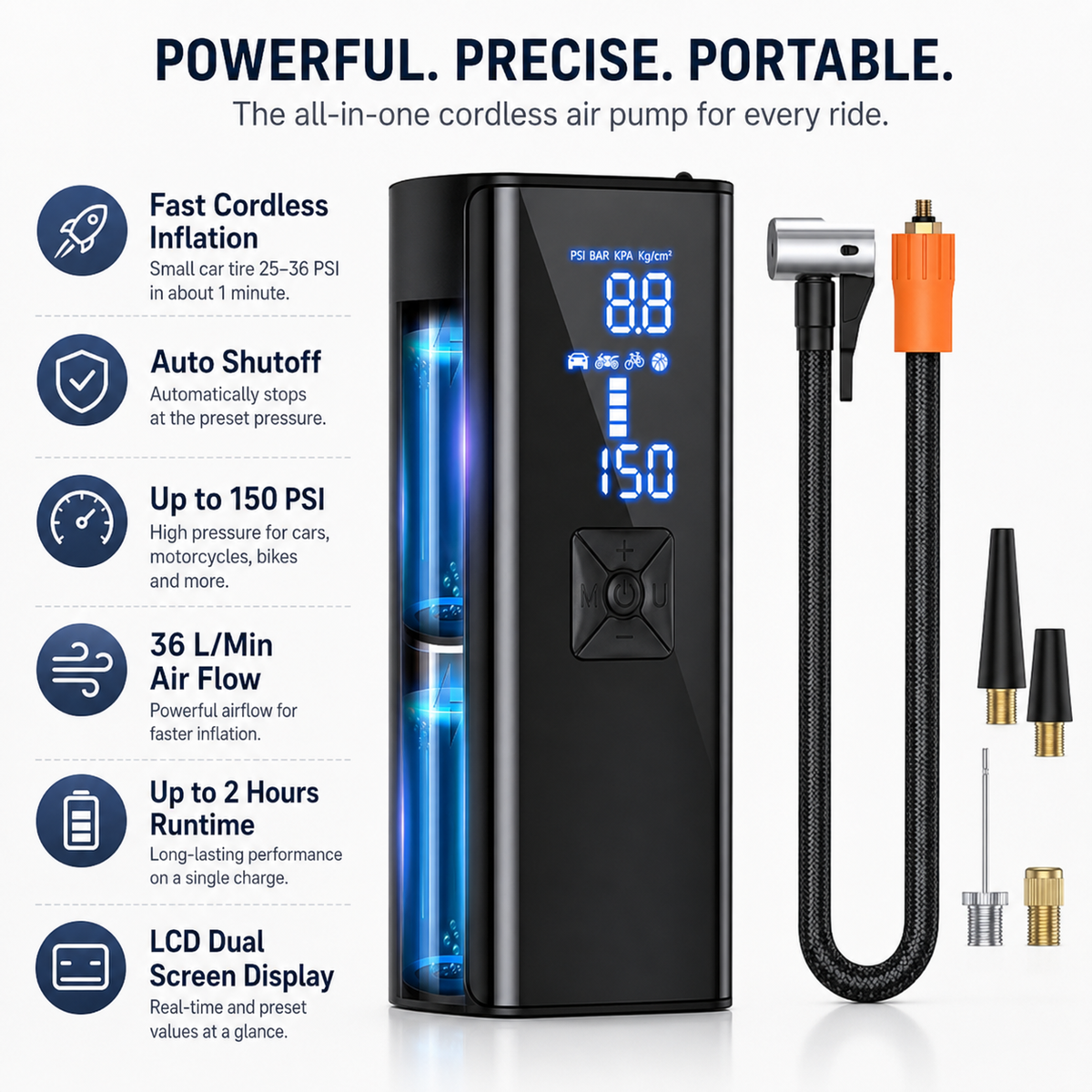 Portable Air Pump Electric Auto Shutoff Compact Cordless — photo 5