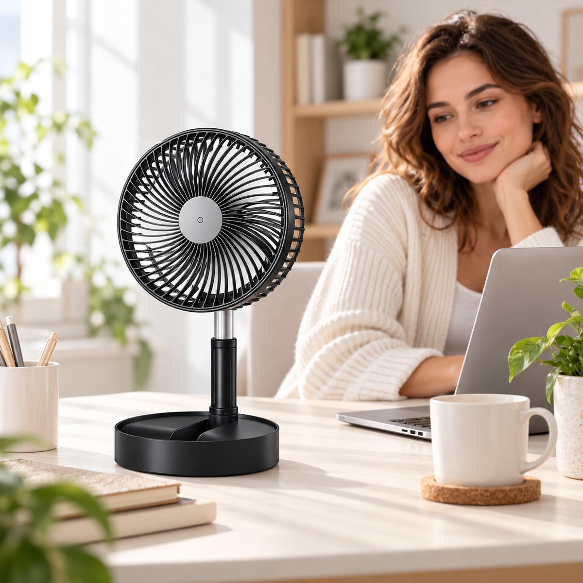 Retractable Fan Battery Operated USB Rechargeable Design — photo 5