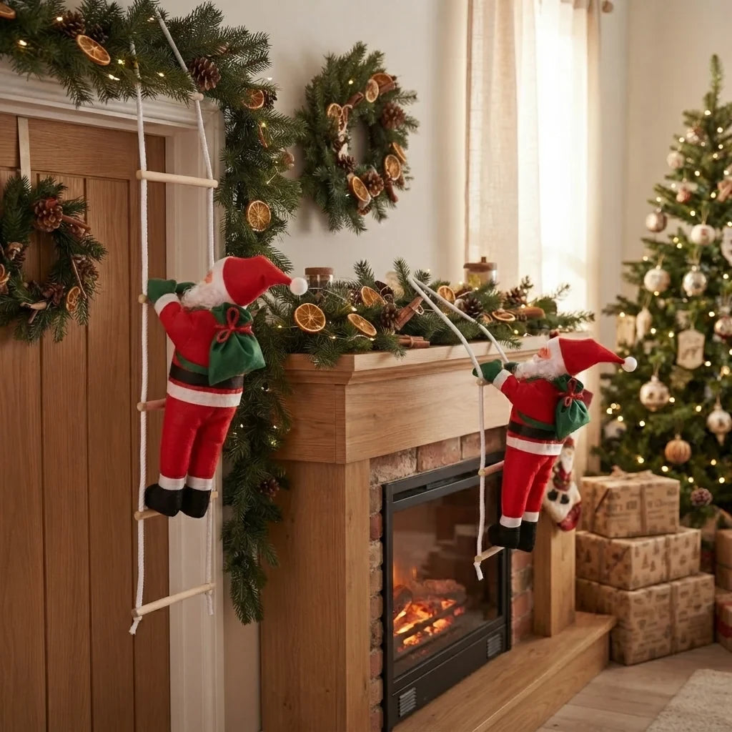 Christmas Decoration Climbing Santa with Rope Ladder and Fabric Suit for Indoor Holiday Decor — photo 6