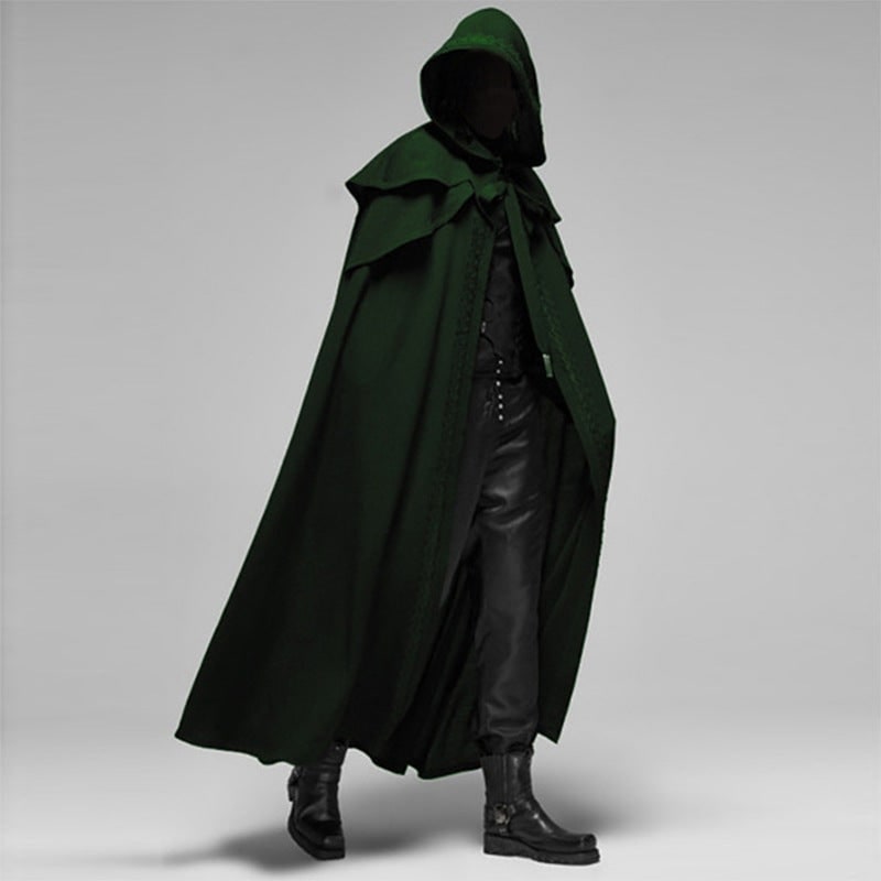 Hooded Cloak with Cape Shoulder Capelet and Decorative Trim for Gothic Costume — photo 4
