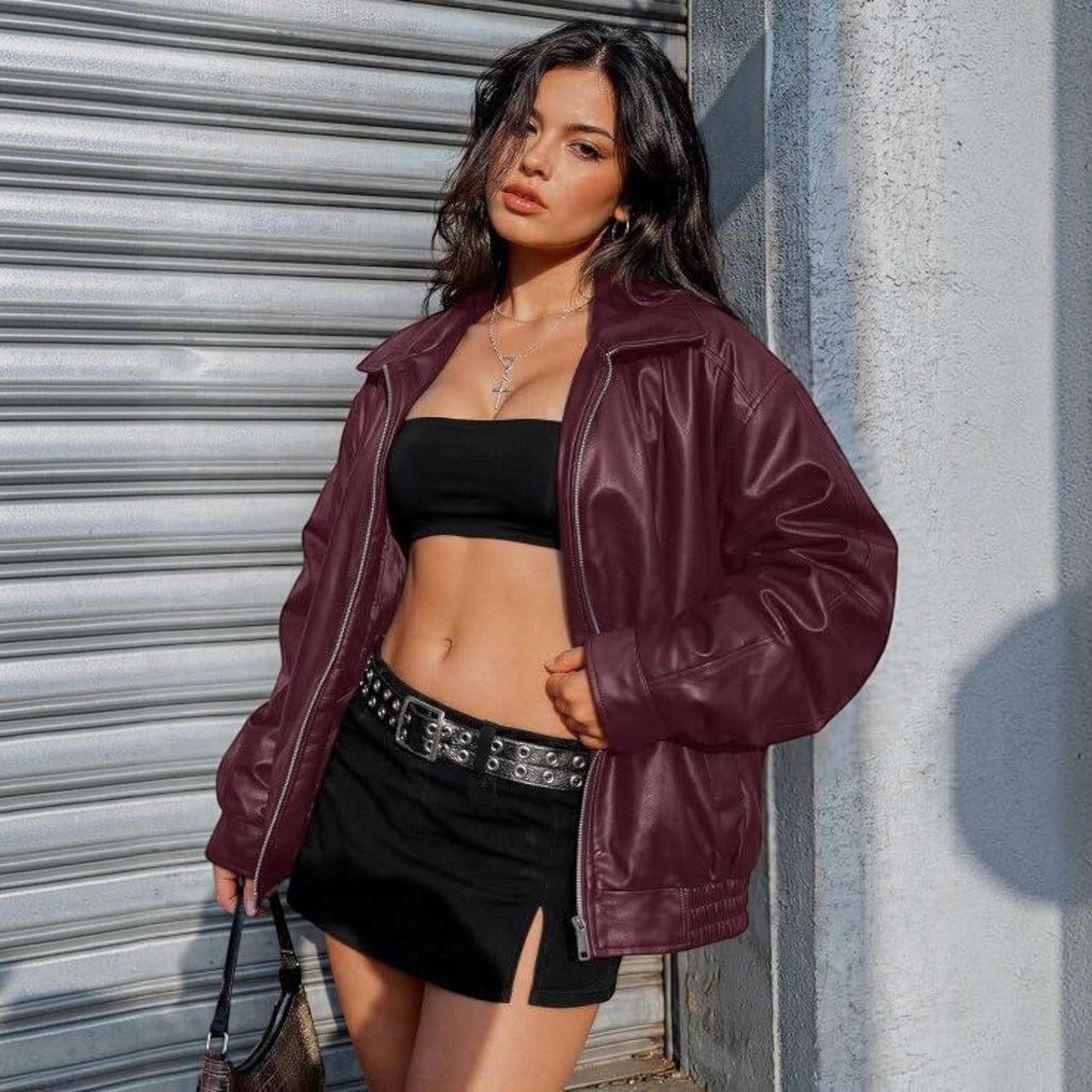 Judith | Cozy Oversized Boyfriend Moto Leather Jacket — photo 12