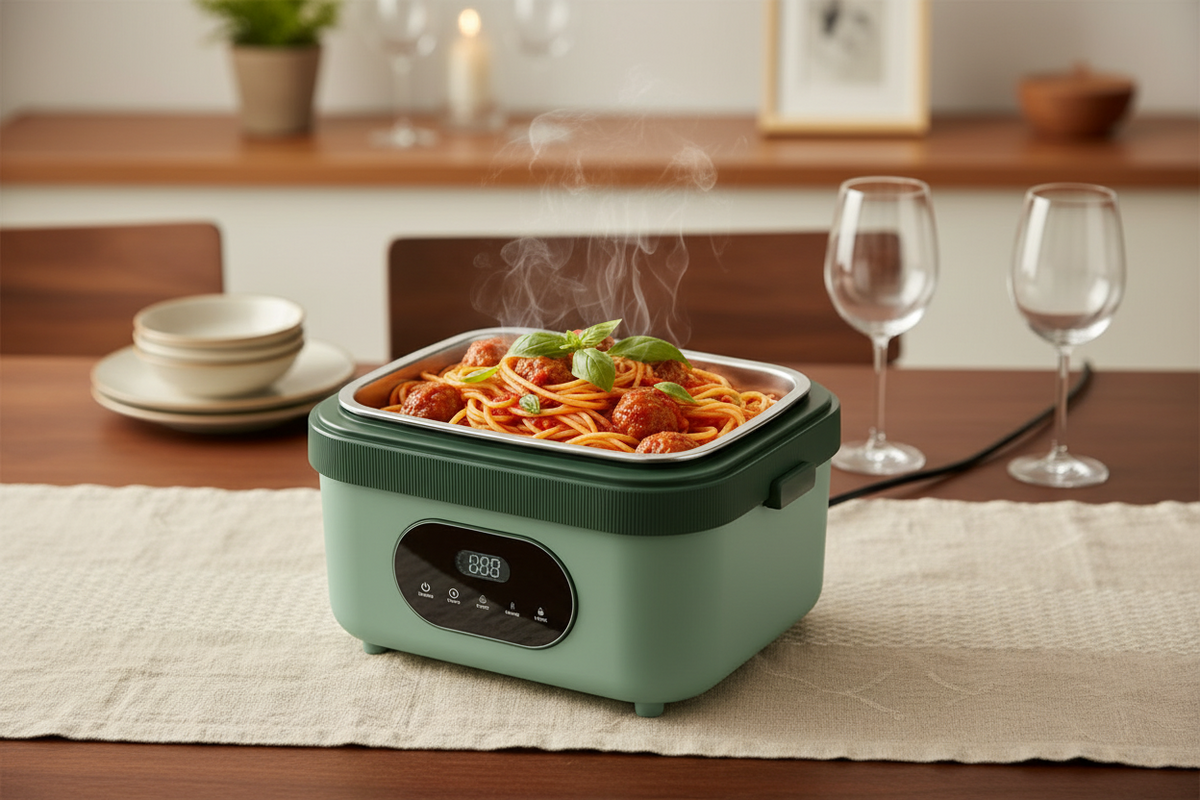 Heated Electric Lunch Box with LED Display and Thermos Battery — photo 9