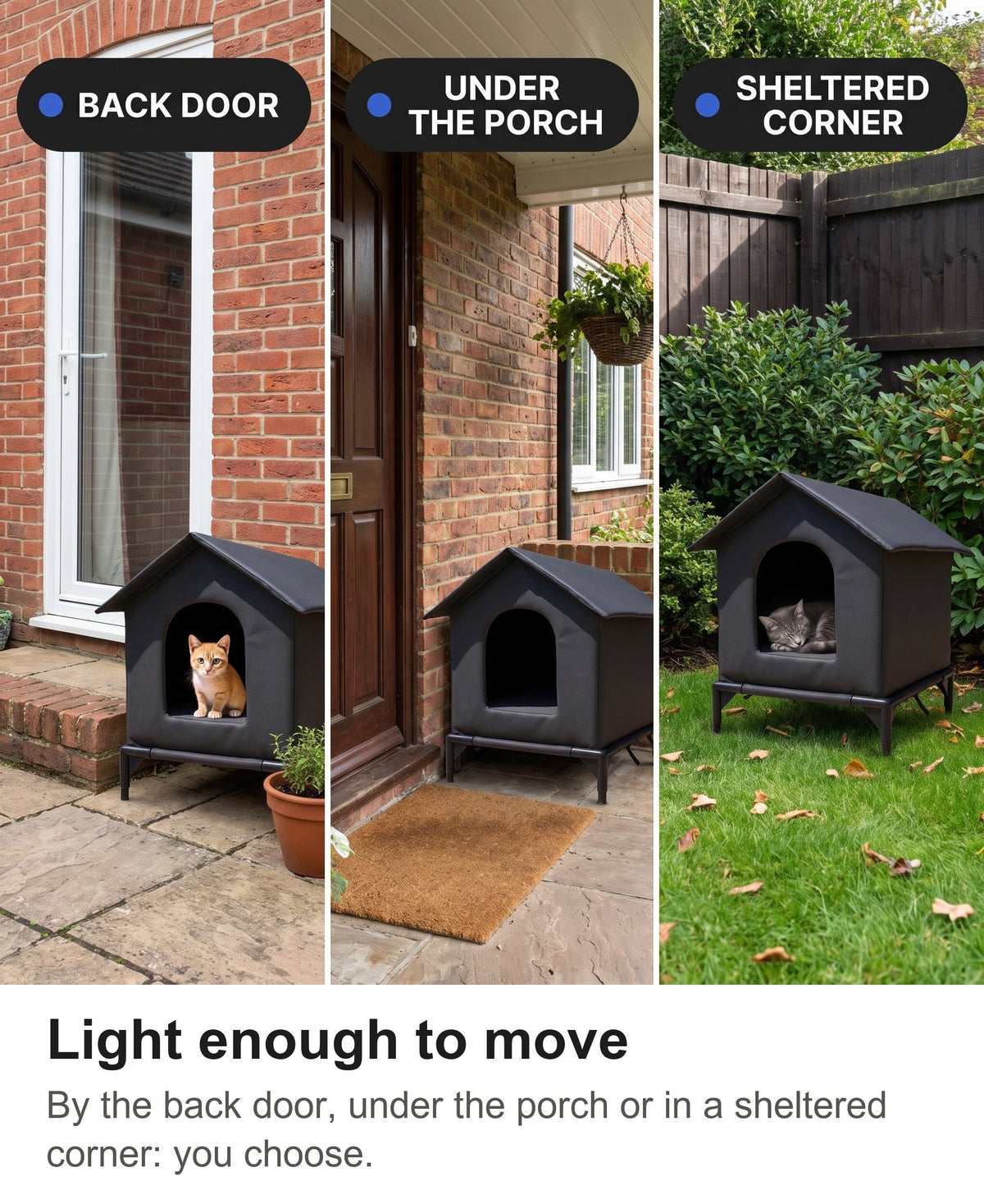 Outdoor Cat Shelter - Waterproof Raised Cat House with Pitched Roof — photo 14