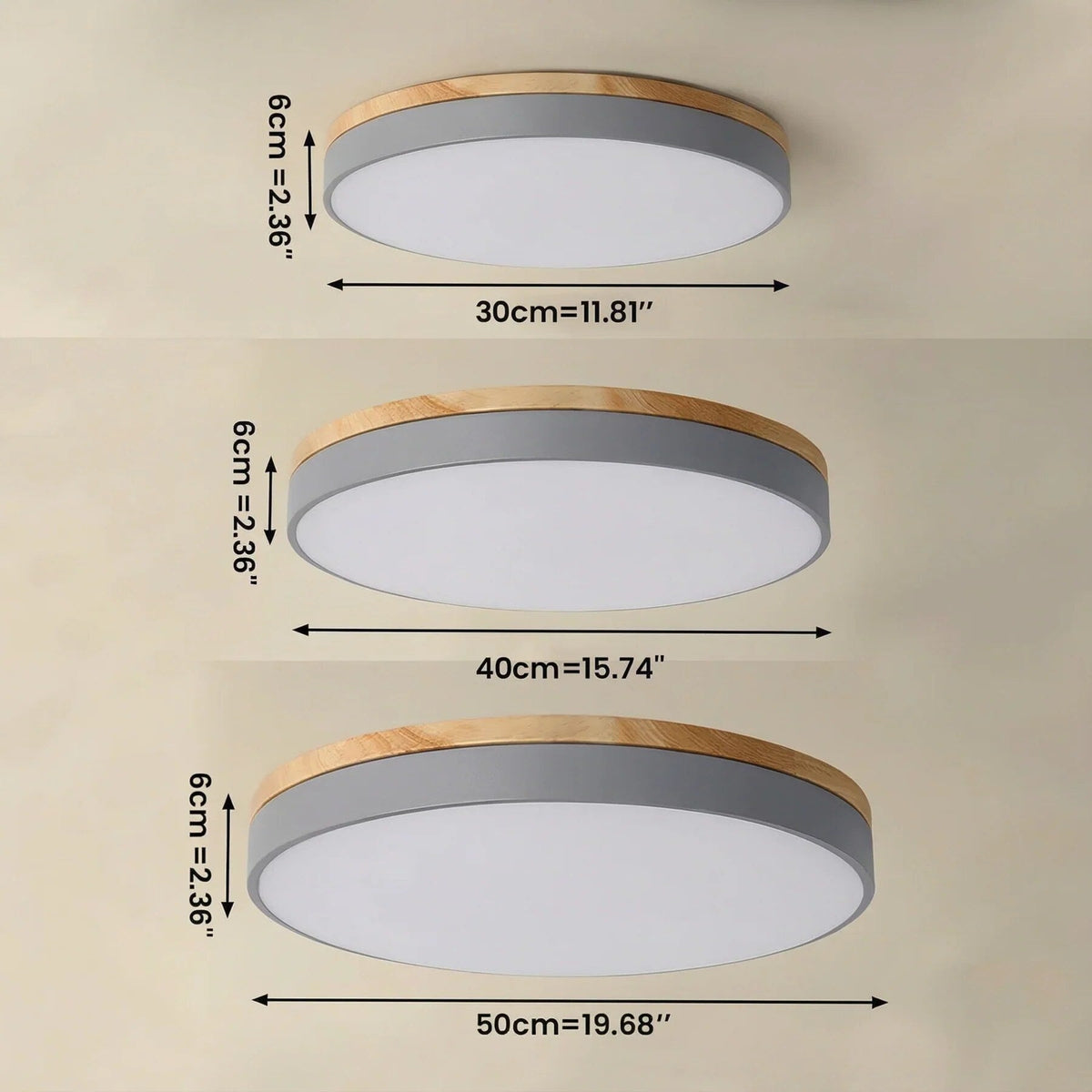 Round Ceiling Light – Wood Trim, Flush Mounted, Dimmable Remote — photo 8