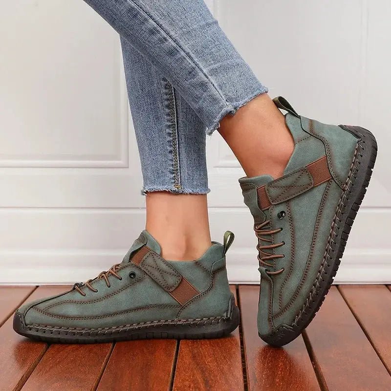 Sophie - Women's Lace-Up Ankle Trainers with Stitched Panels — photo 6