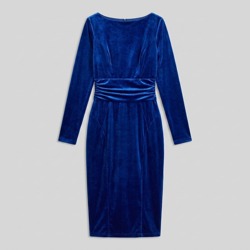 Women's Velvet Bodycon Party Dress | Long Sleeve Boat Neck Evening Dress for Christmas Parties and Winter Occasions — photo 3