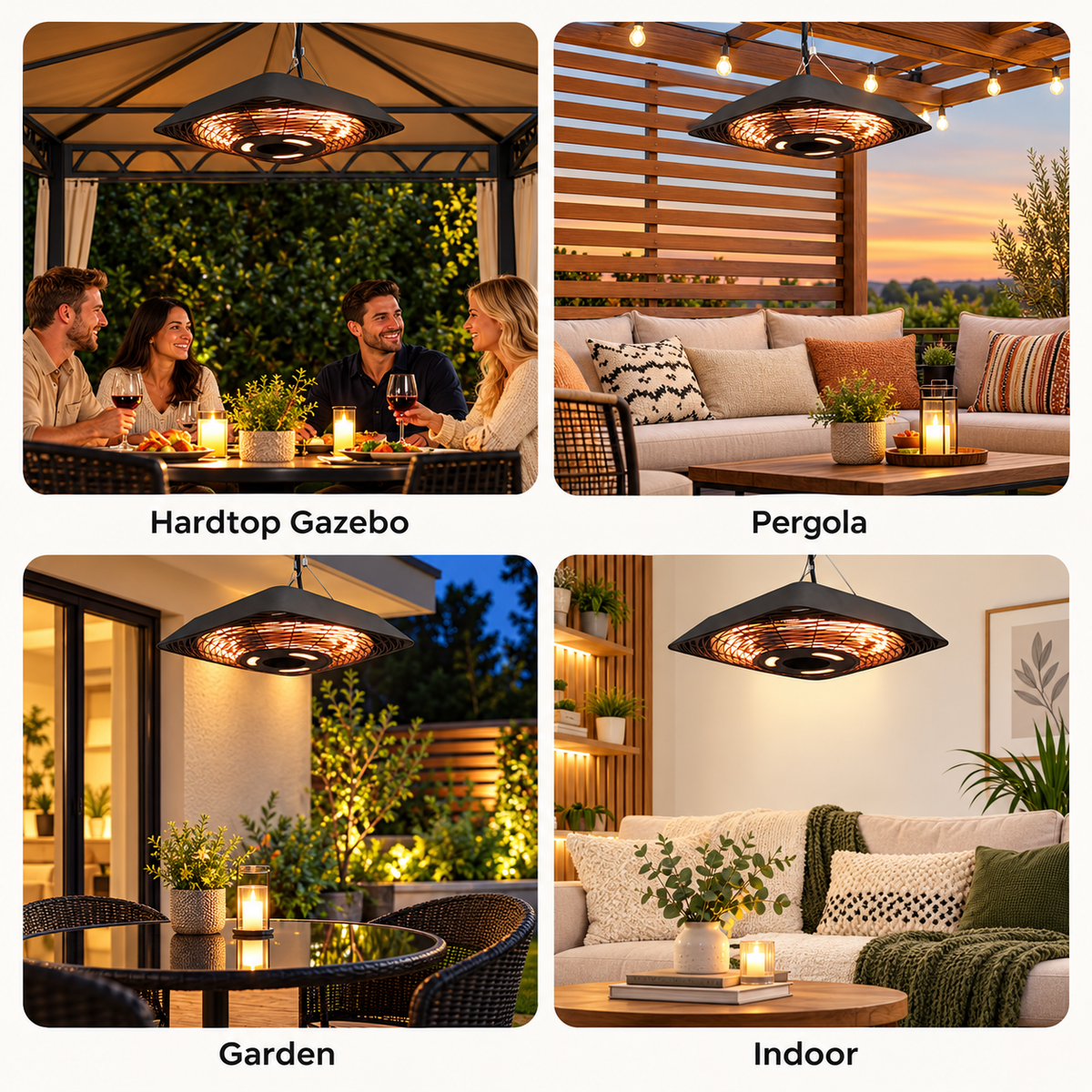 2000W Hanging Electric Patio Heater with Remote Control – Black — photo 5