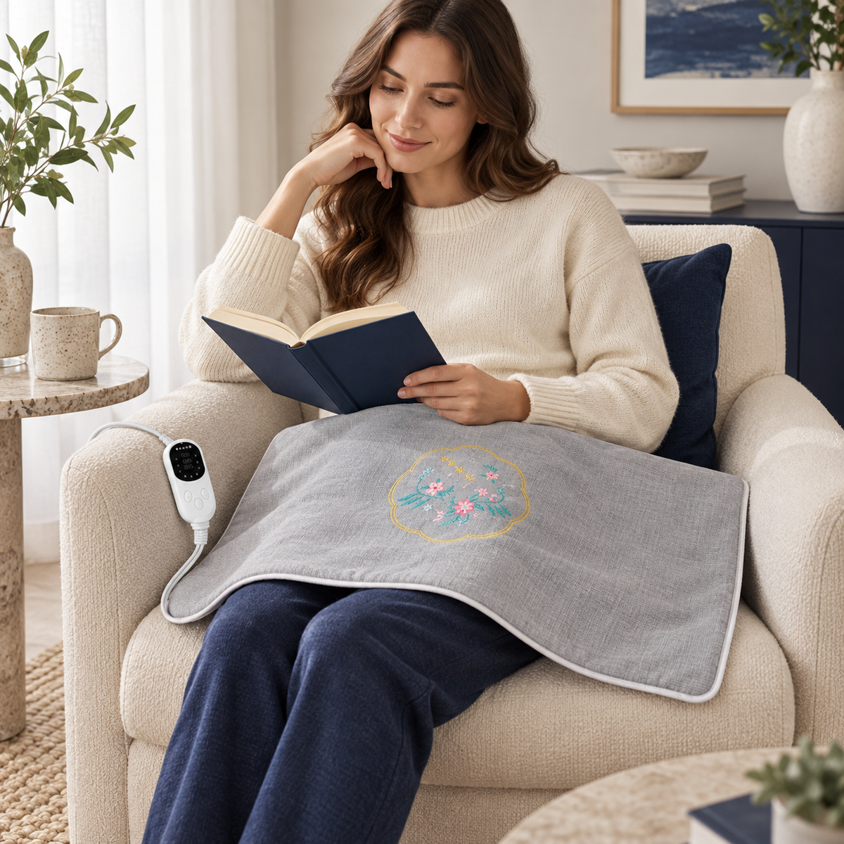 Electric Heating Pad – Grey Moxa Warming Mat for Home — photo 2