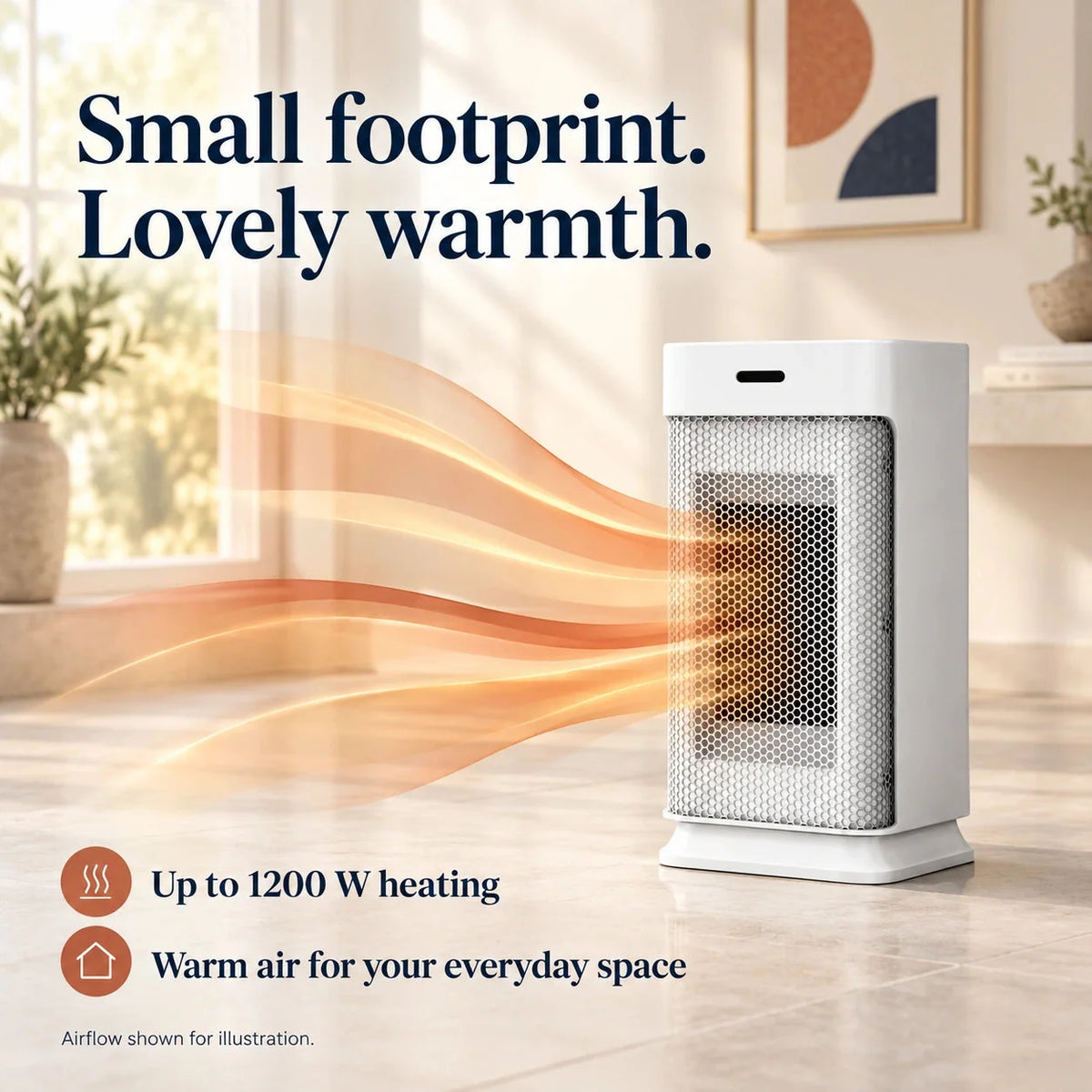 Compact Oscillating Fan Heater – 800/1200 W & Remote Control — photo 2