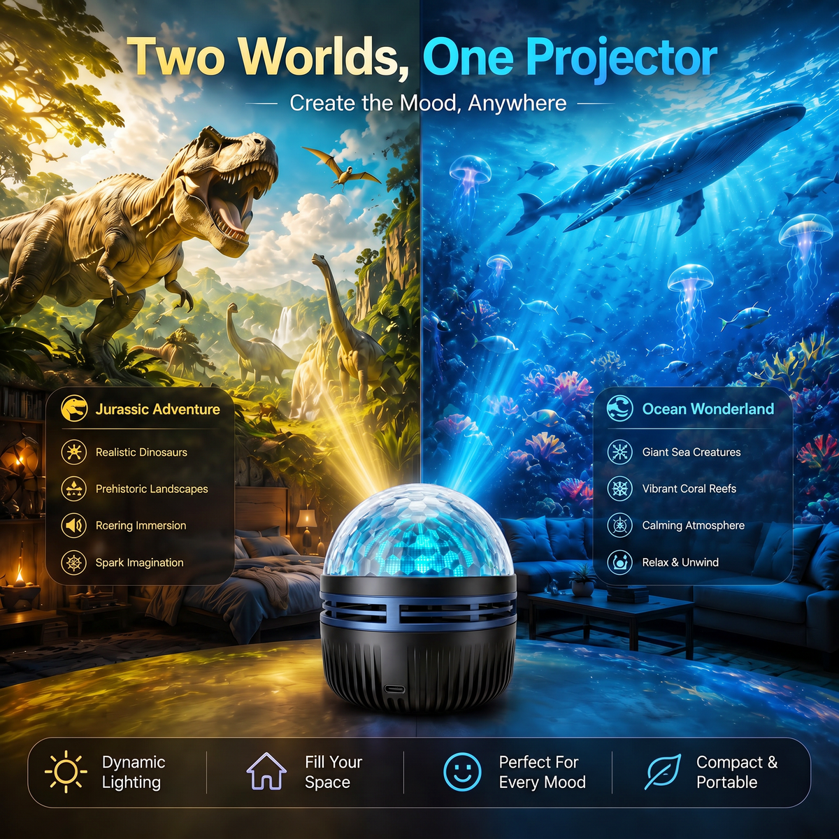 360° Dynamic Galaxy Sky Projector Night Light with Gooseneck and USB Power — photo 5