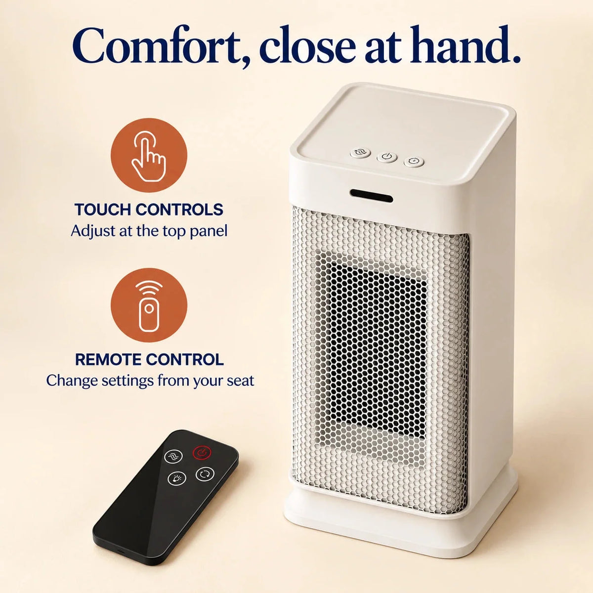 Compact Oscillating Fan Heater – 800/1200 W & Remote Control — photo 5