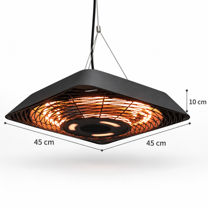 2000W Hanging Electric Patio Heater with Remote Control – Black — photo 2