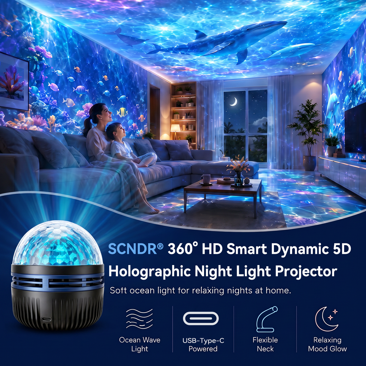 360° Dynamic Galaxy Sky Projector Night Light with Gooseneck and USB Power — photo 7