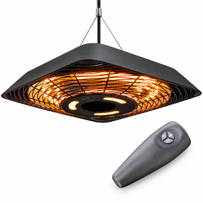 2000W Hanging Electric Patio Heater with Remote Control – Black — photo 1