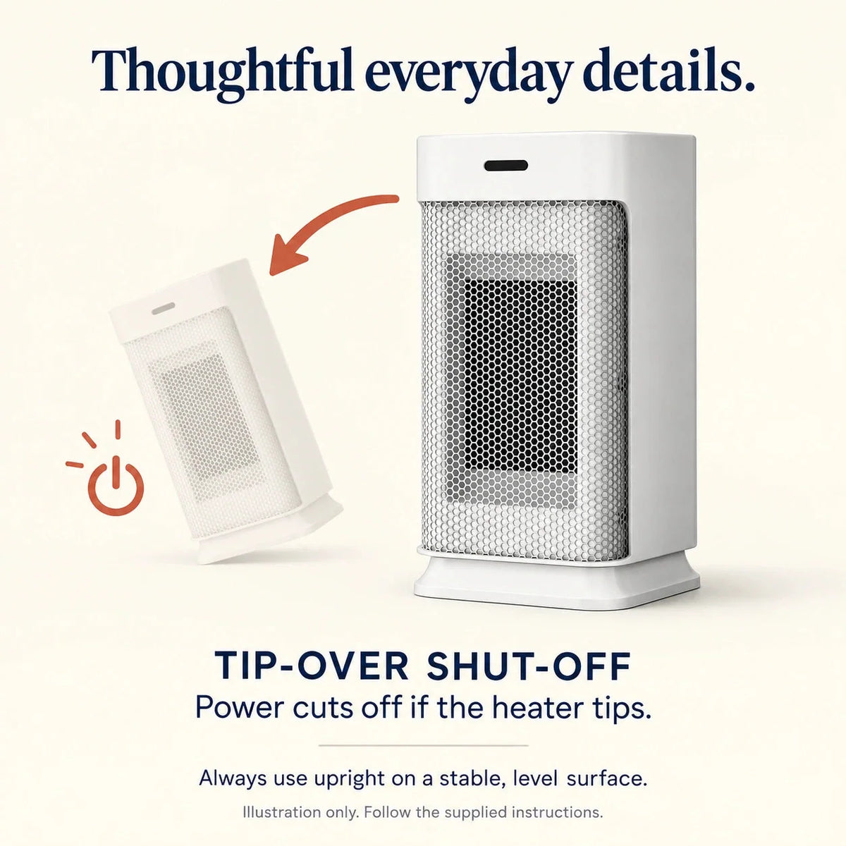 Compact Oscillating Fan Heater – 800/1200 W & Remote Control — photo 8
