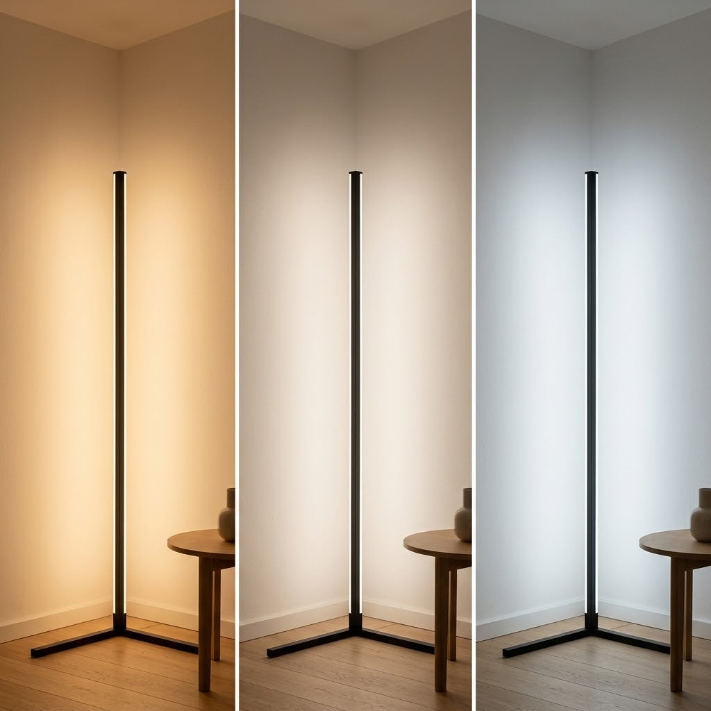 142 cm LED Corner Floor Lamp, Dimmable, 3 Light Colours, with Remote Control — photo 5