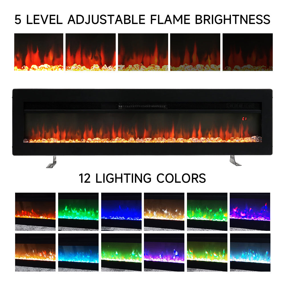 40/50/60/70 Inch Electric Fire with 12 Flame Colours & Remote Control — photo 5