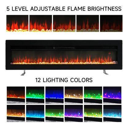 40/50/60/70 Inch Electric Fire with 12 Flame Colours & Remote Control — photo 5