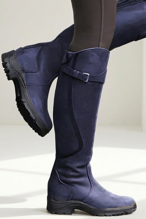 Buckle Suede Lug Sole Knee High Boots — photo 11