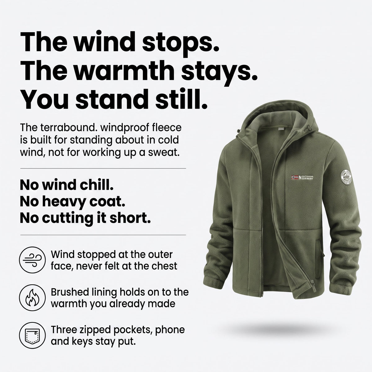 Men's Windproof Hooded Fleece Jacket for Walking & Hiking — photo 4