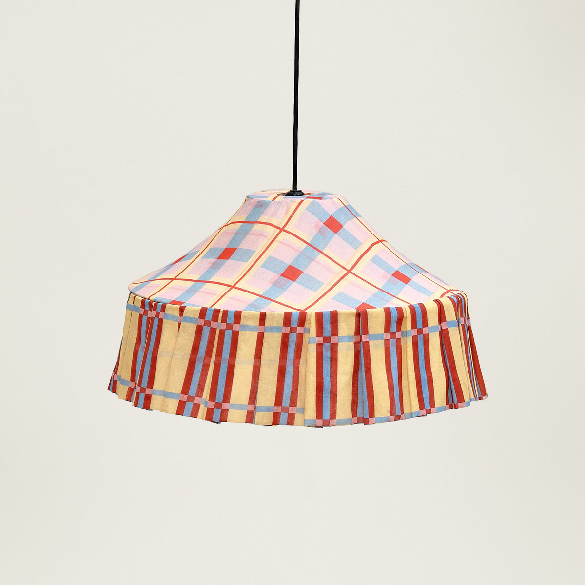 Nobodinoz Michelle Lampshade in Yellow Red Checks 50cm — photo 1