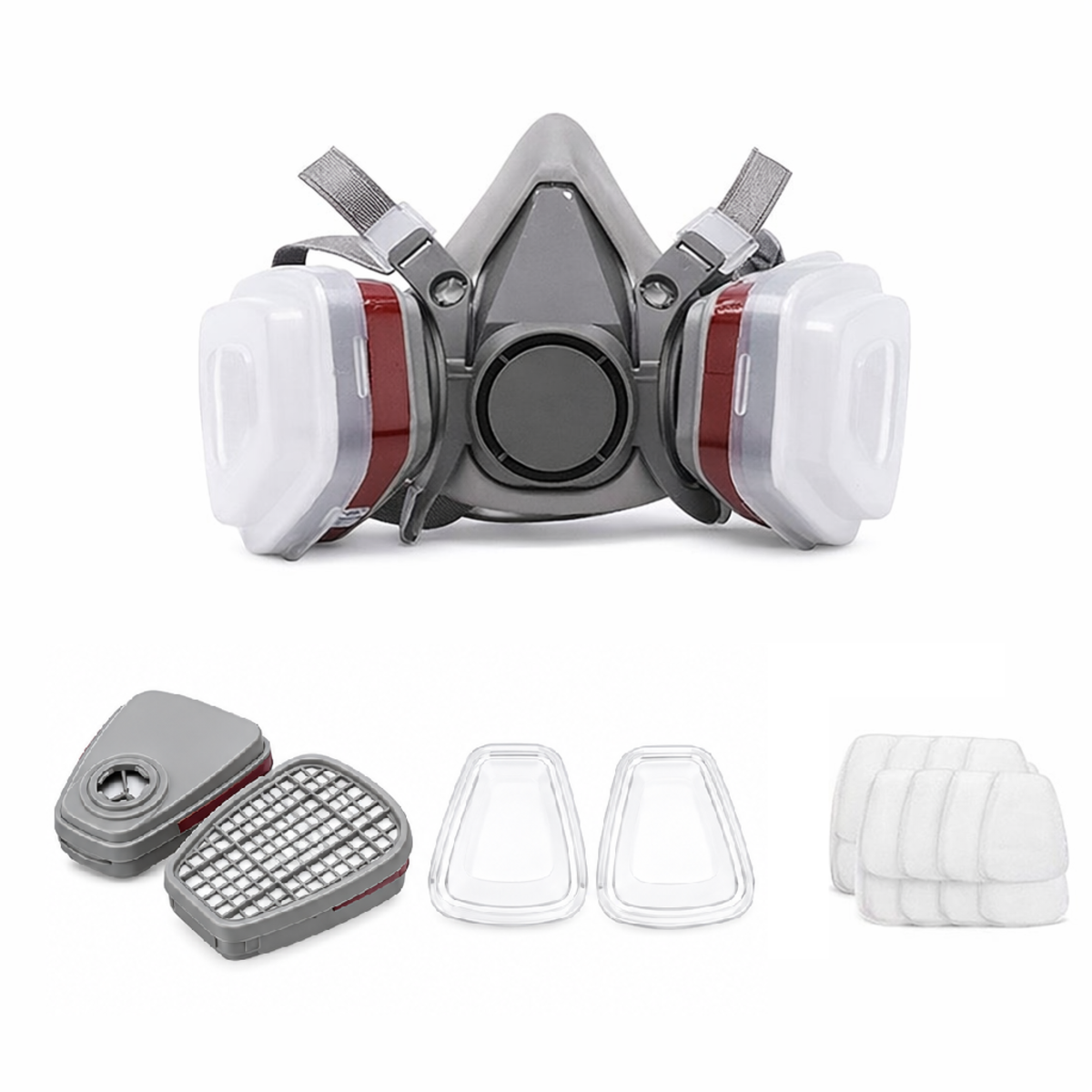 7-in-1/16-in-1 Half Face Respirator Mask with Replaceable Filters for Painting & Spraying — photo 6