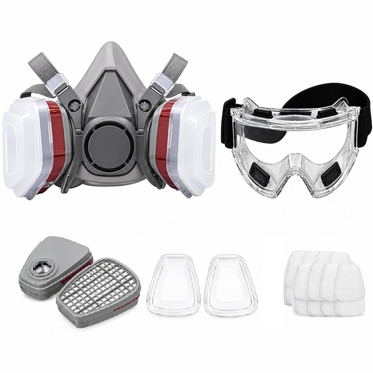 7-in-1/16-in-1 Half Face Respirator Mask with Replaceable Filters for Painting & Spraying — photo 7