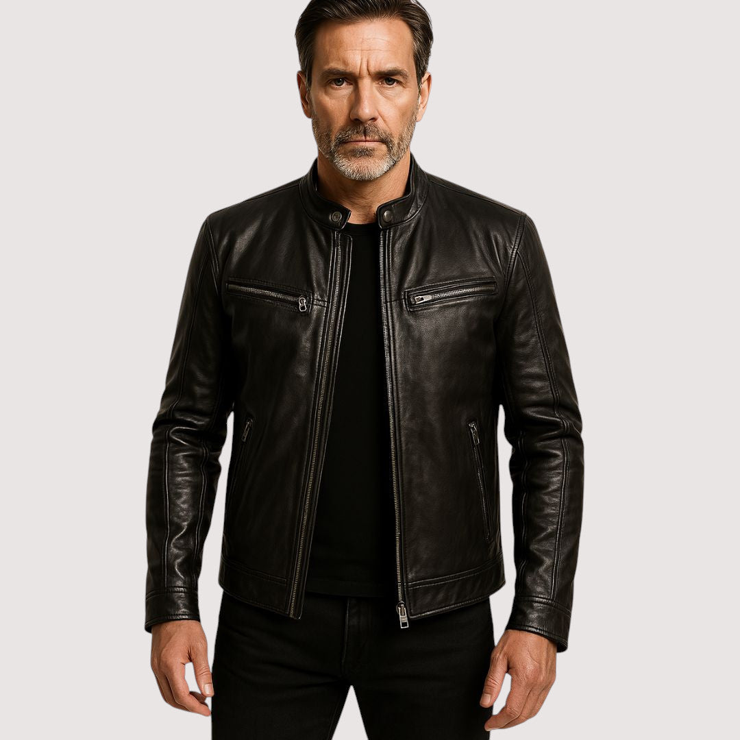 Men's Classic Leather Jacket in a Sleek, Modern Biker Style — photo 1