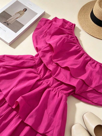 Off-Shoulder Ruffle Tiered Summer Playsuit Set — photo 6