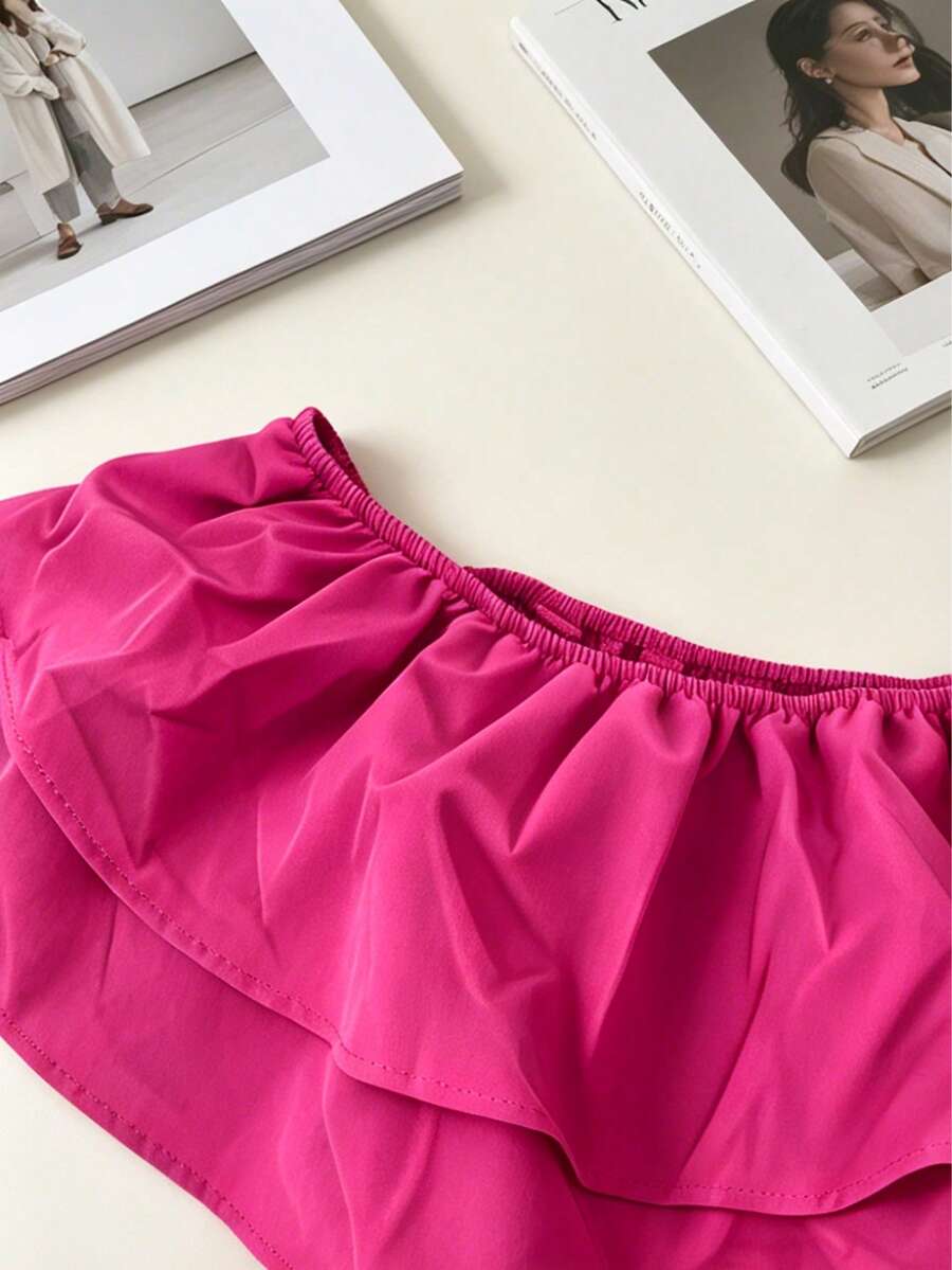 Off-Shoulder Ruffle Tiered Summer Playsuit Set — photo 9