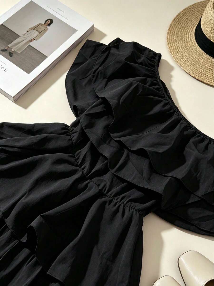 Off-Shoulder Ruffle Tiered Summer Playsuit Set — photo 18
