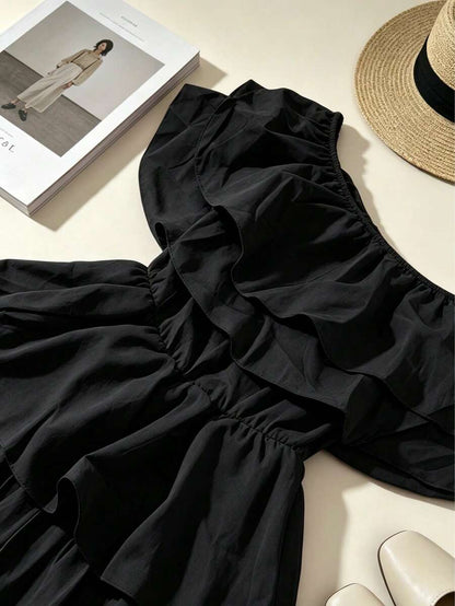 Off-Shoulder Ruffle Tiered Summer Playsuit Set — photo 18