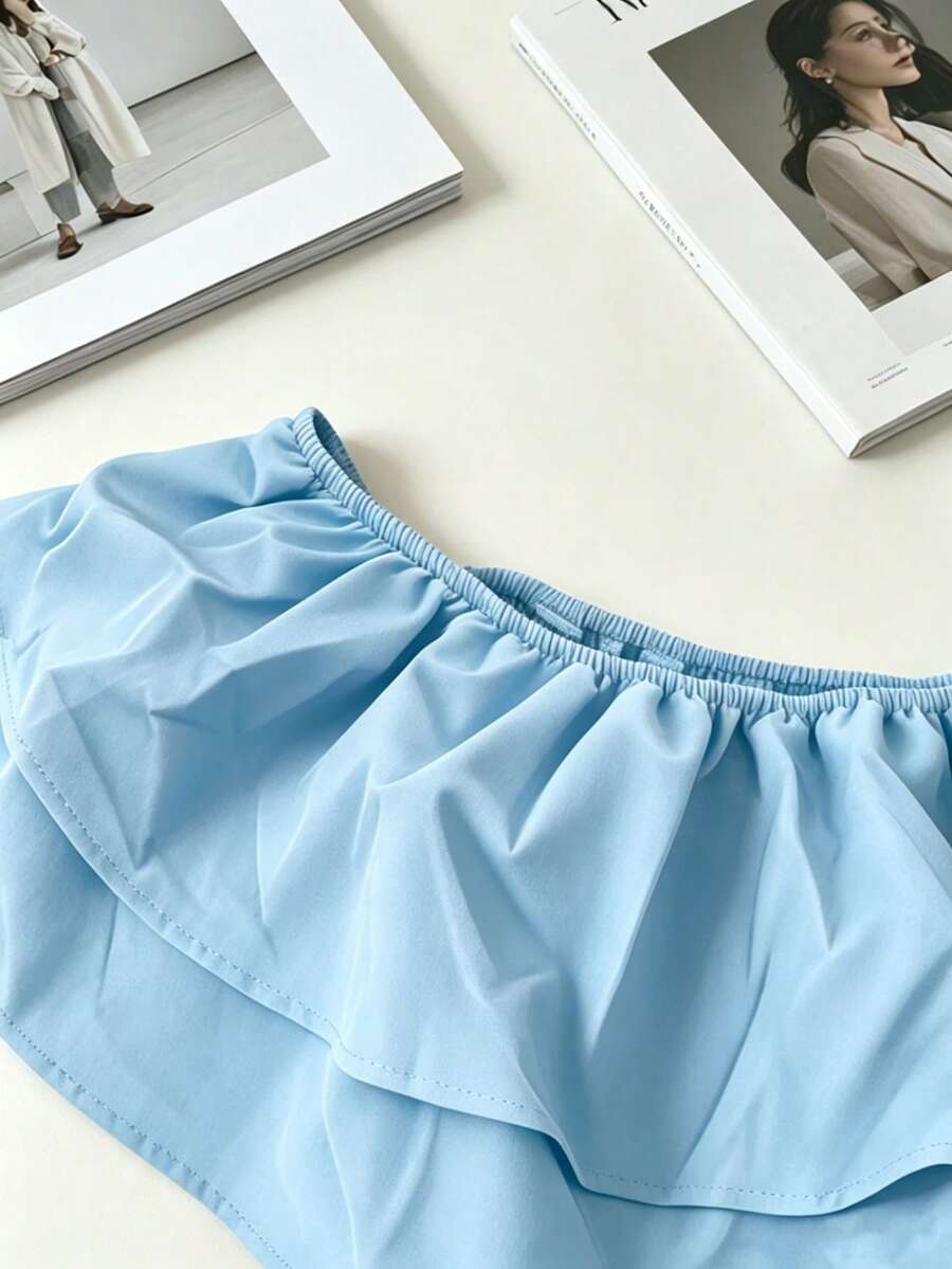 Off-Shoulder Ruffle Tiered Summer Playsuit Set — photo 21