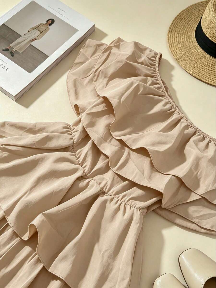 Off-Shoulder Ruffle Tiered Summer Playsuit Set — photo 30