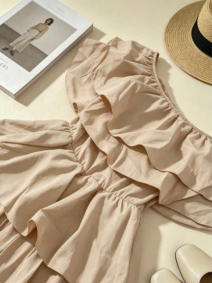 Off-Shoulder Ruffle Tiered Summer Playsuit Set — photo 30