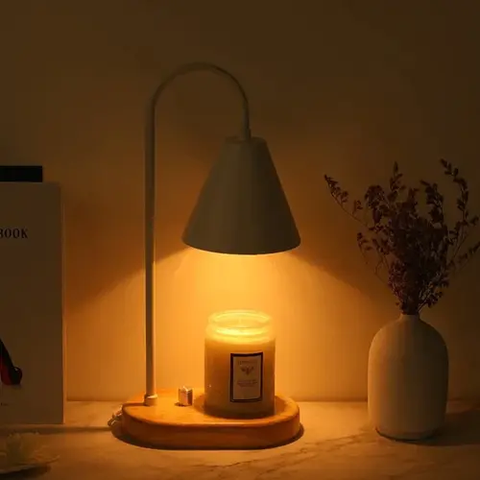 Candle Warmer Lamp with Dimmer – Wood Base & Metal Shade Candle Warmer for Jar Candles, Flameless, 2 Bulbs Included, 3 Colours — photo 12