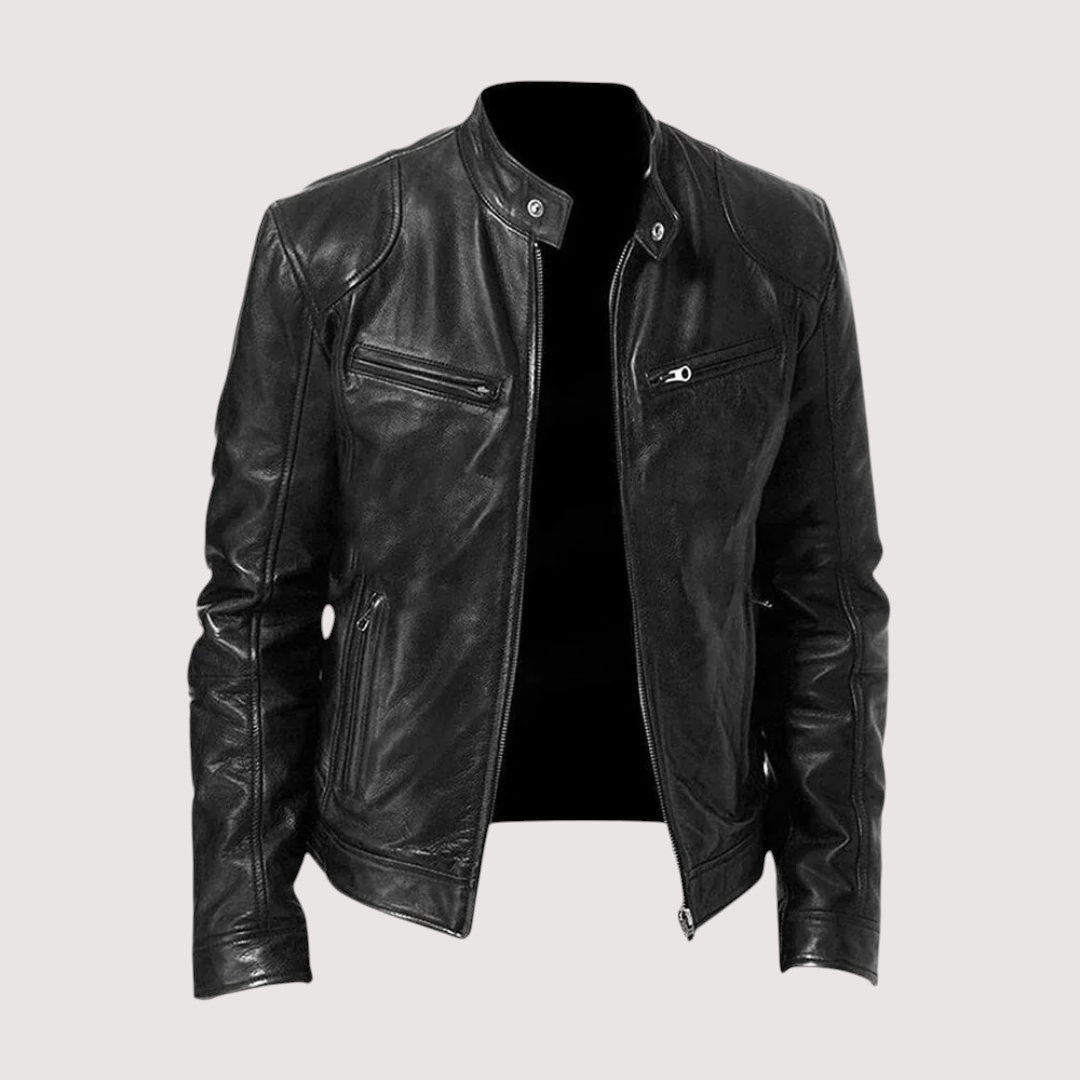 Men's Classic Leather Jacket in a Sleek, Modern Biker Style — photo 2