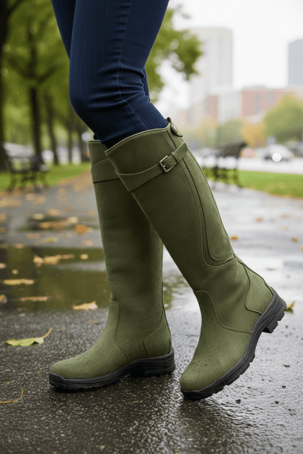 Buckle Suede Lug Sole Knee High Boots — photo 2
