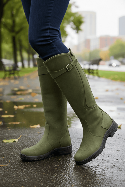 Buckle Suede Lug Sole Knee High Boots — photo 2