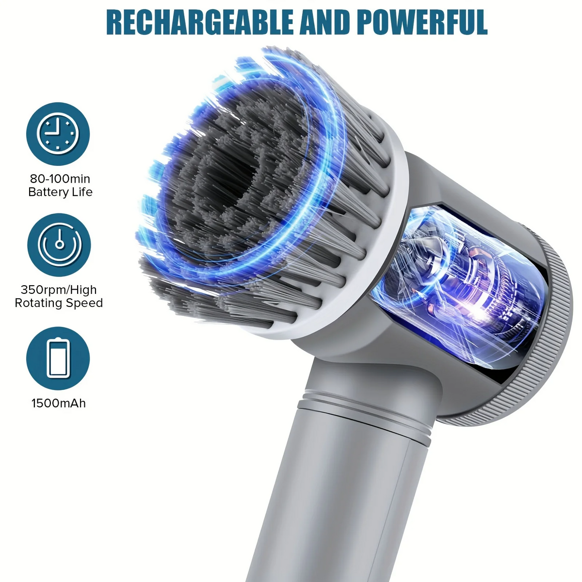 9 In 1 Handheld Kitchen Cleaning Cordless Rotary Scrubber — photo 7
