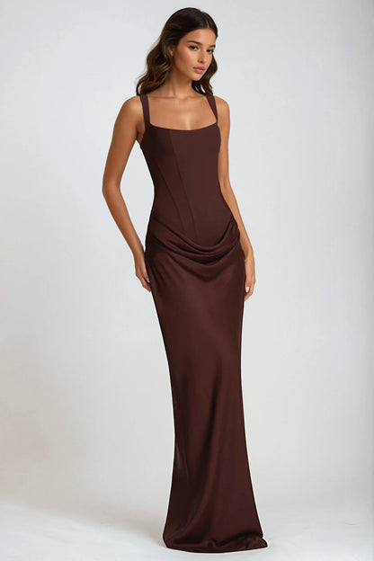 Square Neck Ruched Stretch Maxi Dress — photo 6