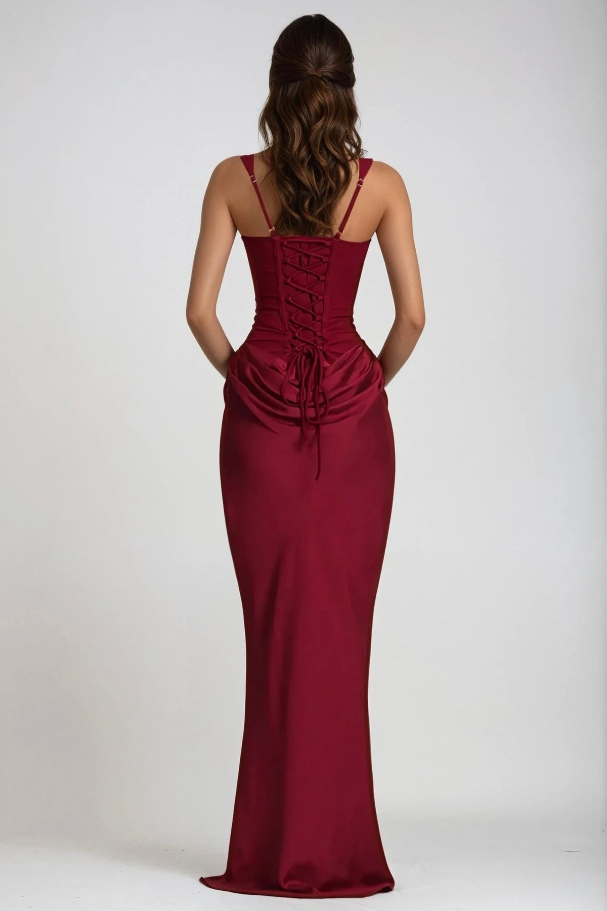 Square Neck Ruched Stretch Maxi Dress — photo 23