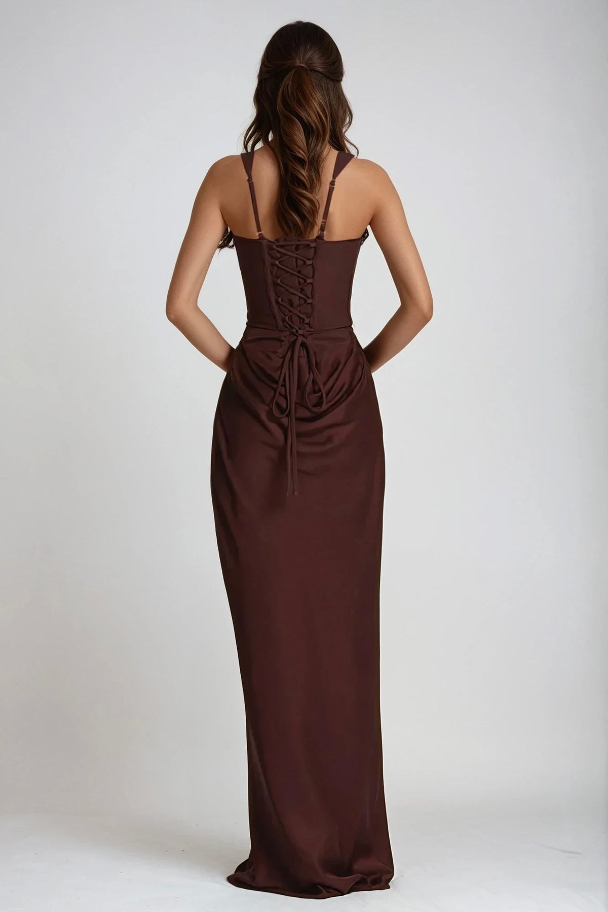 Square Neck Ruched Stretch Maxi Dress — photo 7