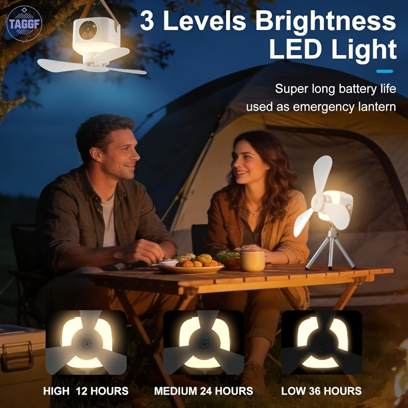 Rechargeable Camping Fan with LED Lantern, Remote Control, 3 Speeds and Timer, Hanging Tent Fan — photo 10