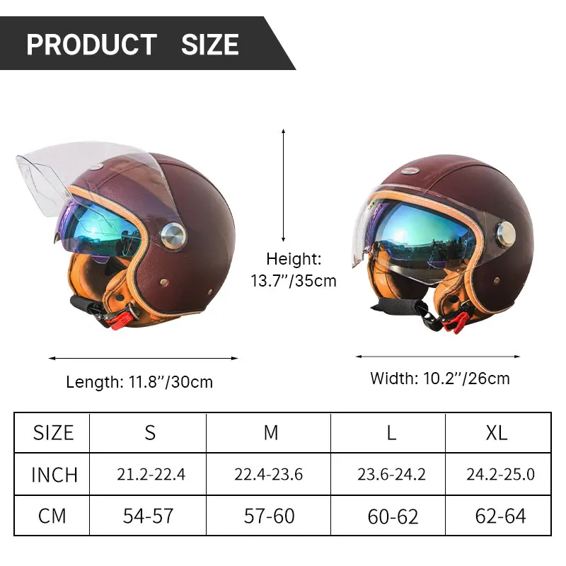 Retro Jet 3/4 Helmet – Open Face Dual Visor DOT/ECE Approved | meowbutter — photo 3